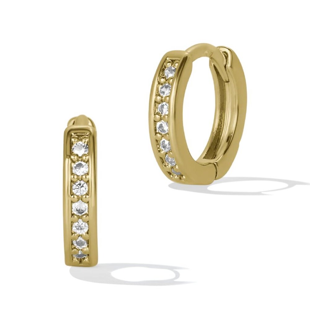 NWT James Michelle Tiny Gold Hoop Earrings with Crystals